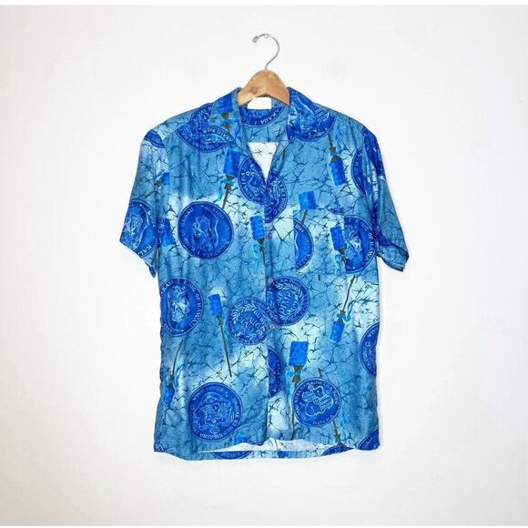 Vintage M Medium Go Barefoot in Paradise Hawaiian Shirt King Of Hawaii Kalakaua - Picture 7 of 16